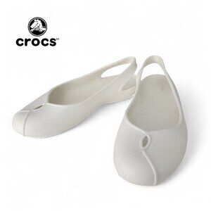 CROCS Olivia II Oyster Cream Slingback Flats size w7